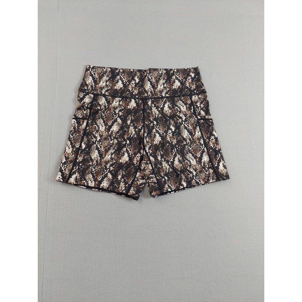 Constantly Varied Gear Shorts Womens XL Brown Animal Print Biker Pockets Workout